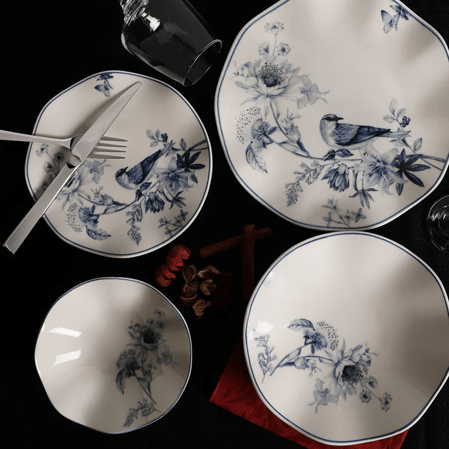 Dinner Set (24 Pieces) - Servies set porselein - 24 delig - Blauw met wit - Delft - Dimehouse