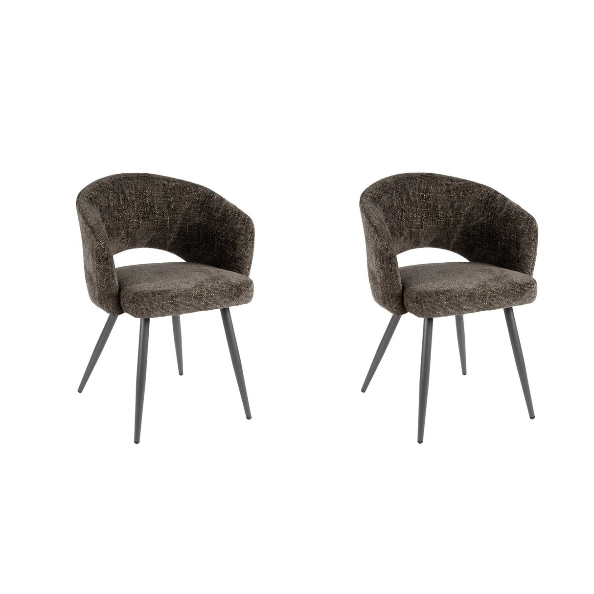 Set of 2 dining chairs Cargo Fabric Brown