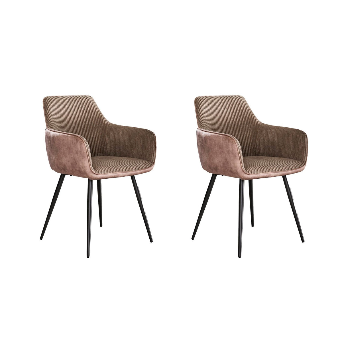 Set of 2 dining chairs Rivo Rib Rock Sand