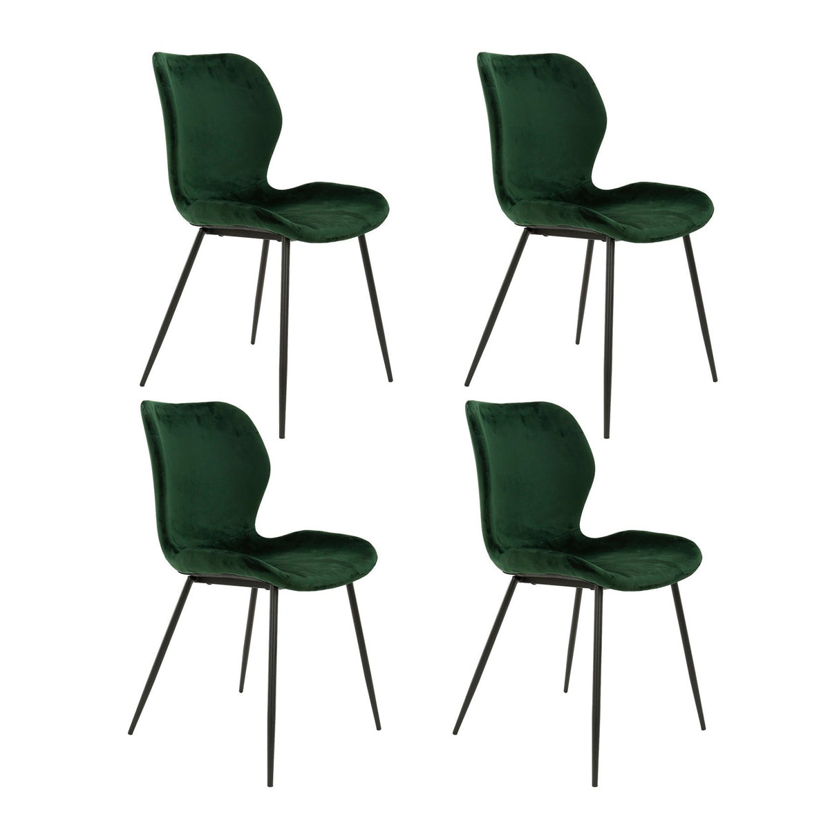 Set of 4 dining chairs Argo Velours Green