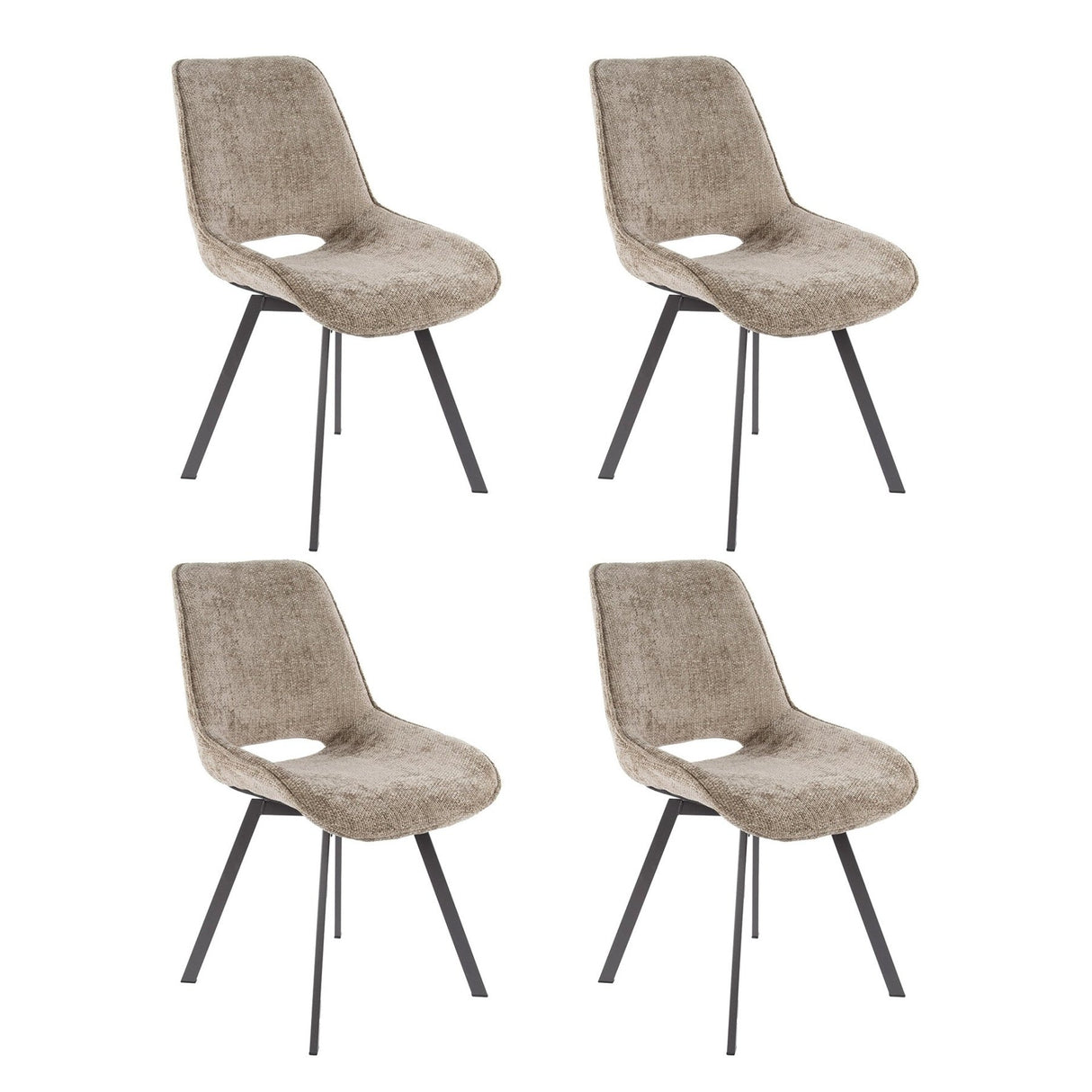 Set of 4 Riviera Rich champagne dining chairs, swiveling