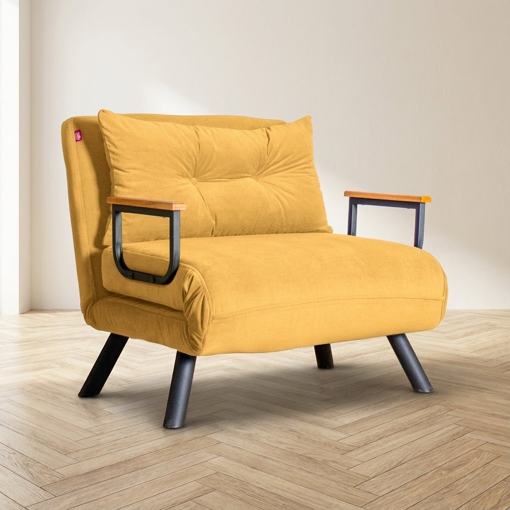 Slaapfauteuil Sando Mustard Geel sfeerfoto in modern interieur