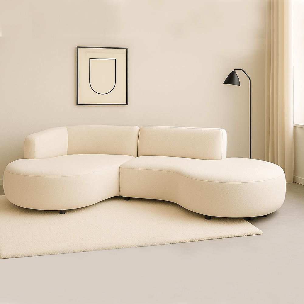 Corner sofa fully organic cream boucle Sophie - left