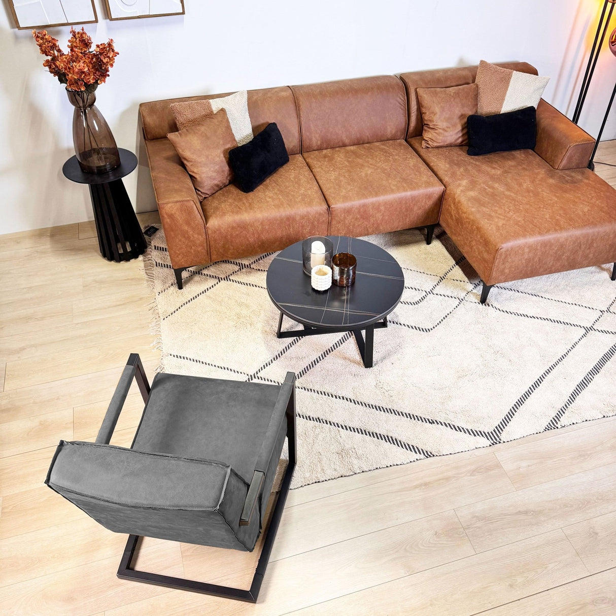 Tiger Industrial Leather Armchair Anthracite