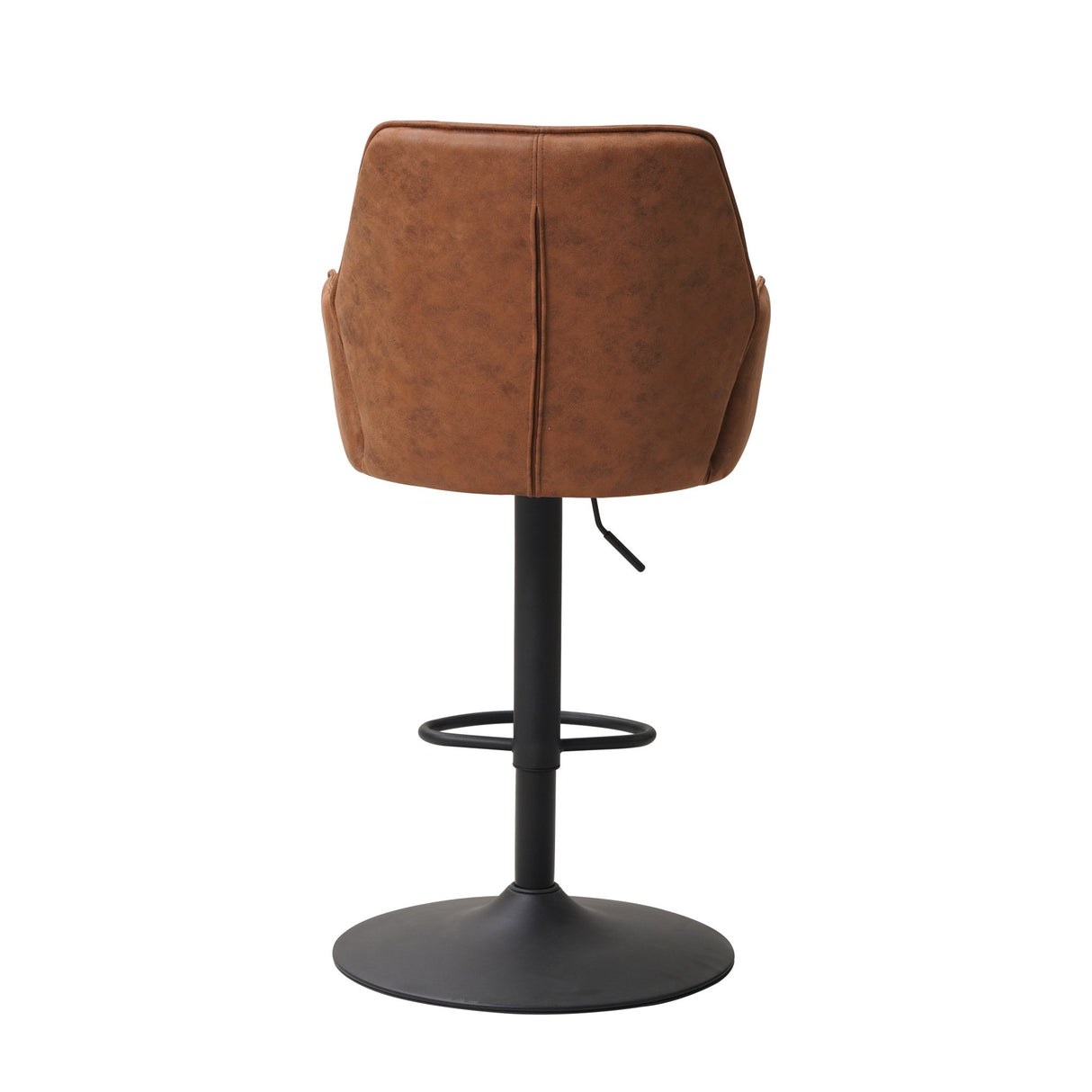 Swivel Bar Stool Cognac Microfiber Fabric Novan - Adjustable - With Armrests
