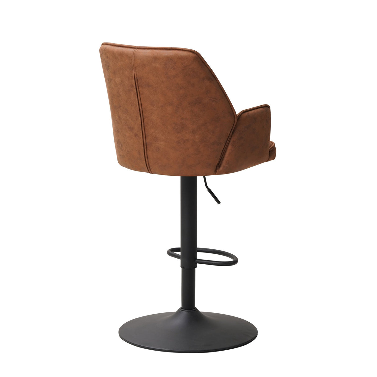 Swivel Bar Stool Cognac Microfiber Fabric Novan - Adjustable - With Armrests