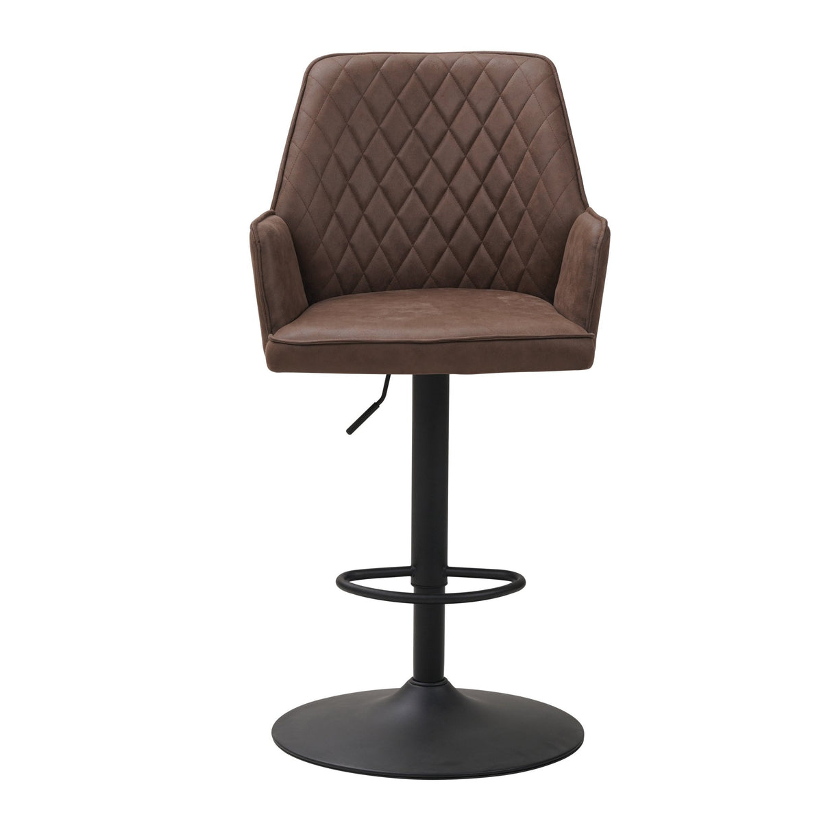 Swivel Bar Stool Taupe Microfiber Fabric Novan - Adjustable - With Armrests