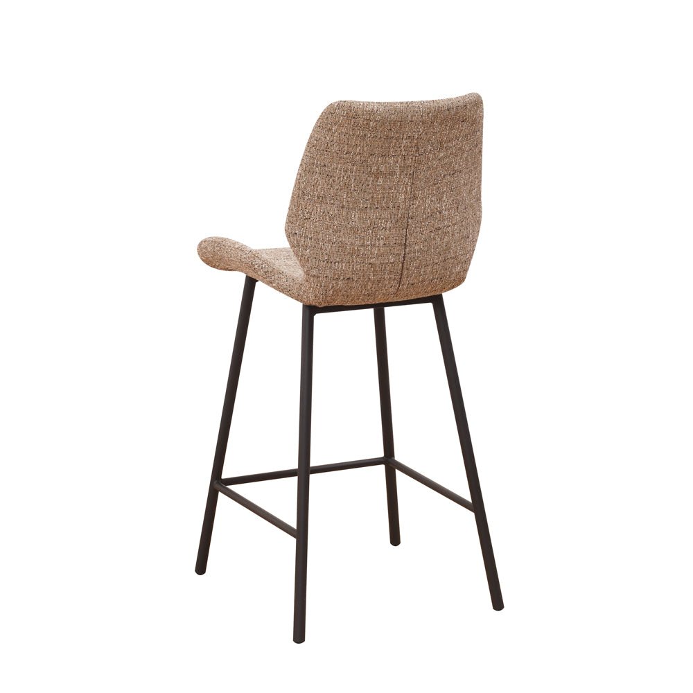 Beau Bar Stool Beige Chenille Fabric - 67 cm Seat Height - Without Armrests