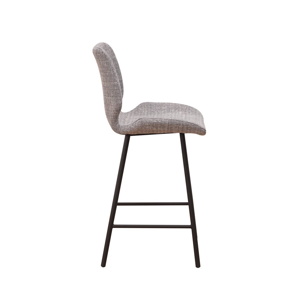 Beau Bar Stool Light Gray Chenille Fabric - 67 cm Seat Height - Without Armrests