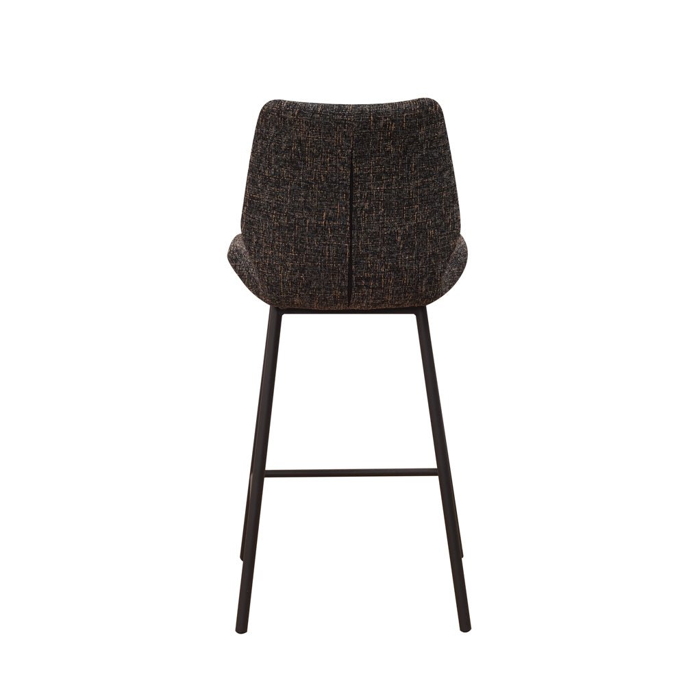 Beau Bar Stool Black Chenille Fabric - 67 cm Seat Height - Without Armrests