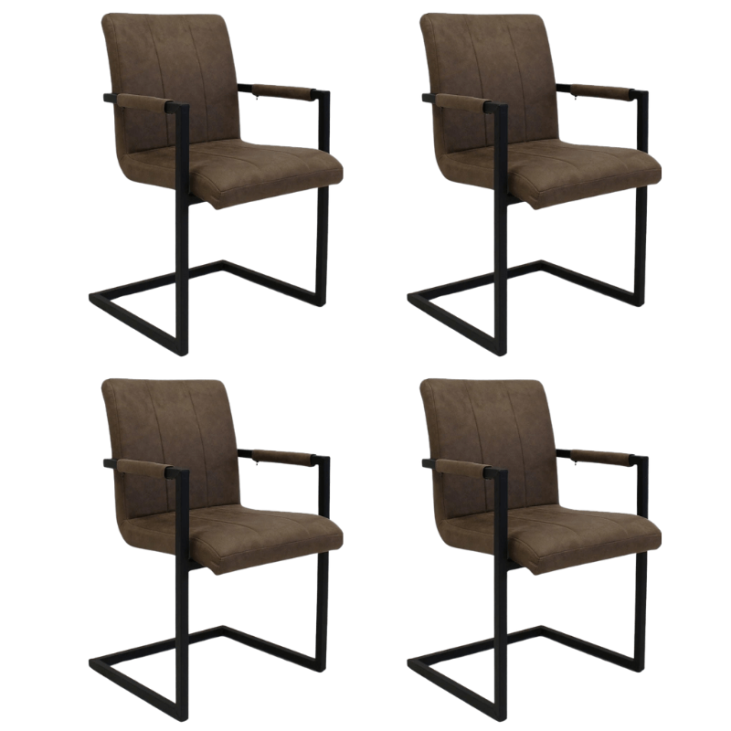 Industrial Dining Chair Taupe Microfiber Jackson - With Armrests