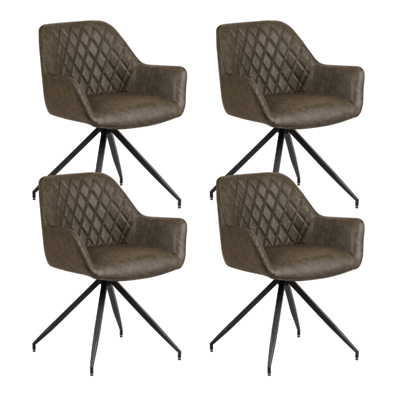 Set of 4 Industrial Dining Chairs Gian Green - With Armrests