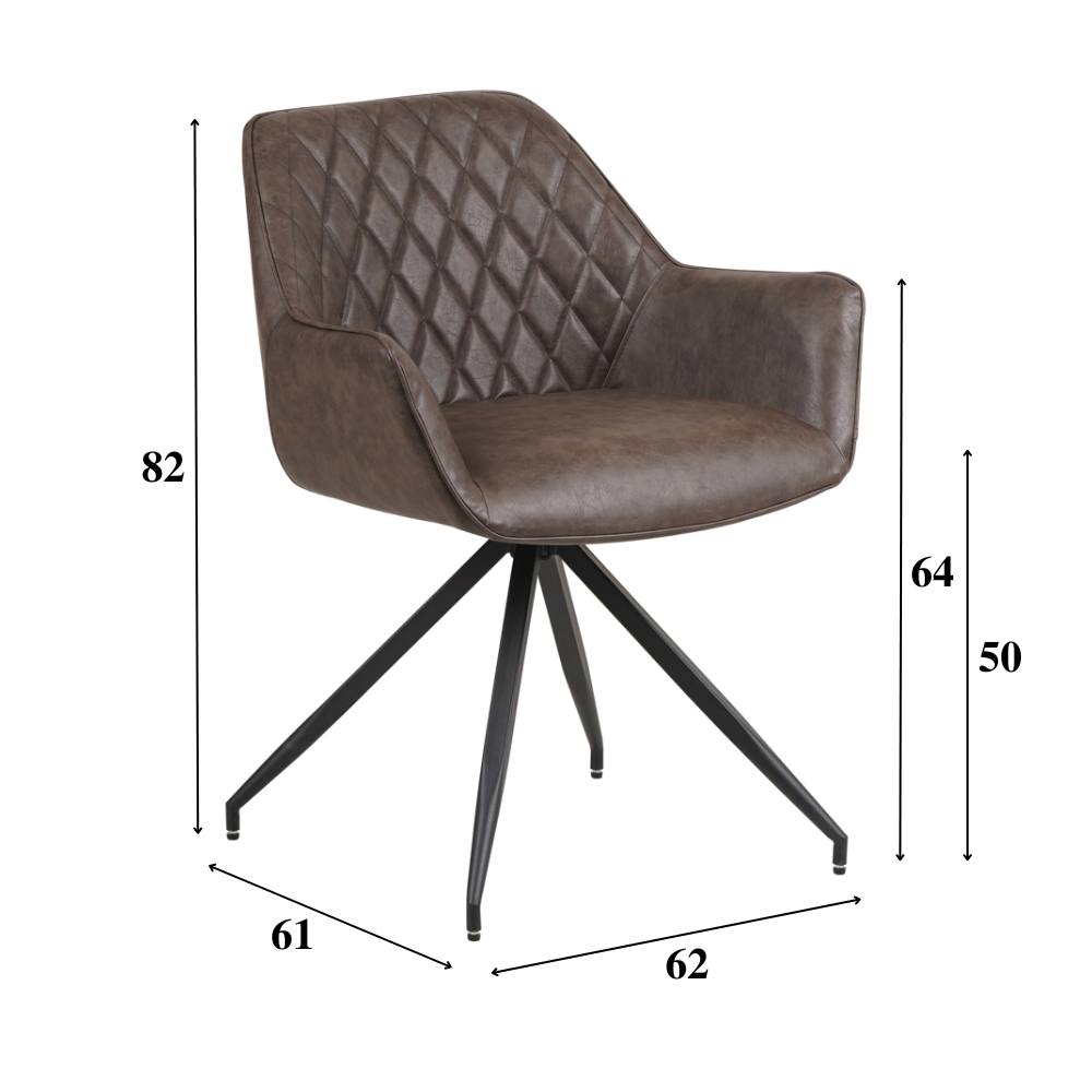 Set of 4 Industrial Dining Chairs Gian Taupe - With Armrests