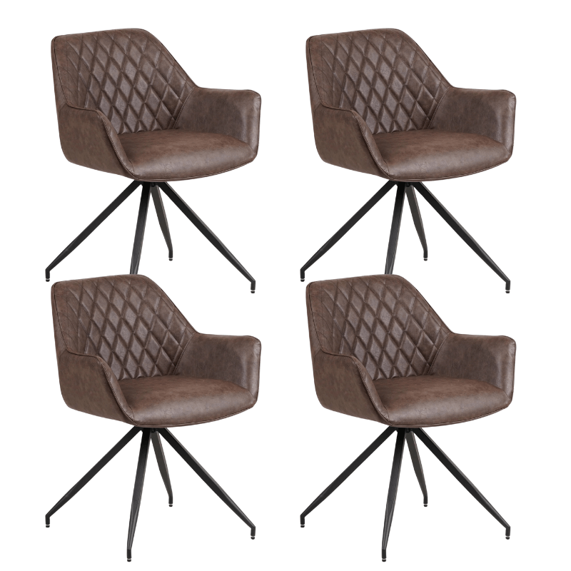 Set of 4 Industrial Dining Chairs Gian Taupe - With Armrests