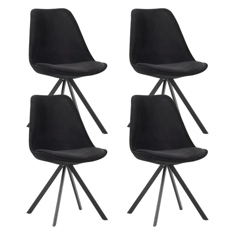 Dining Chair Jace Velvet Black - Without Armrests