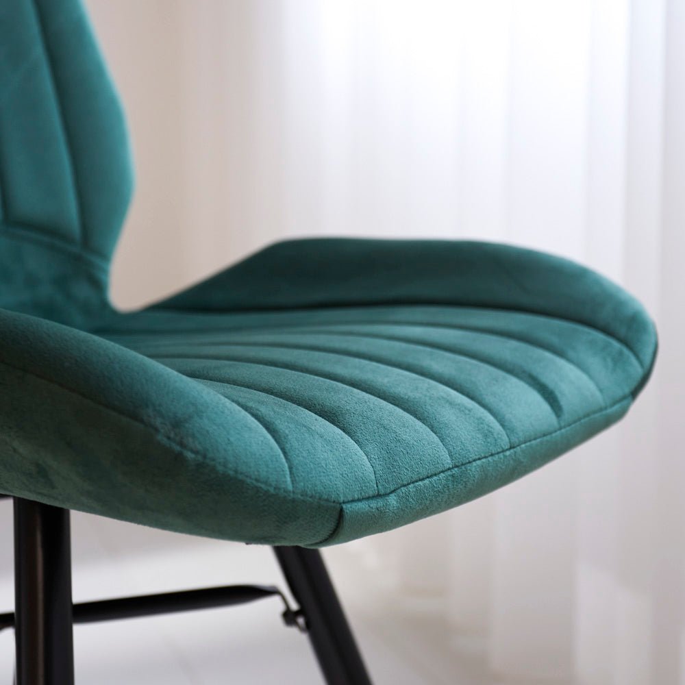 Beau Dining Chair Green Velvet Fabric - Without Armrests