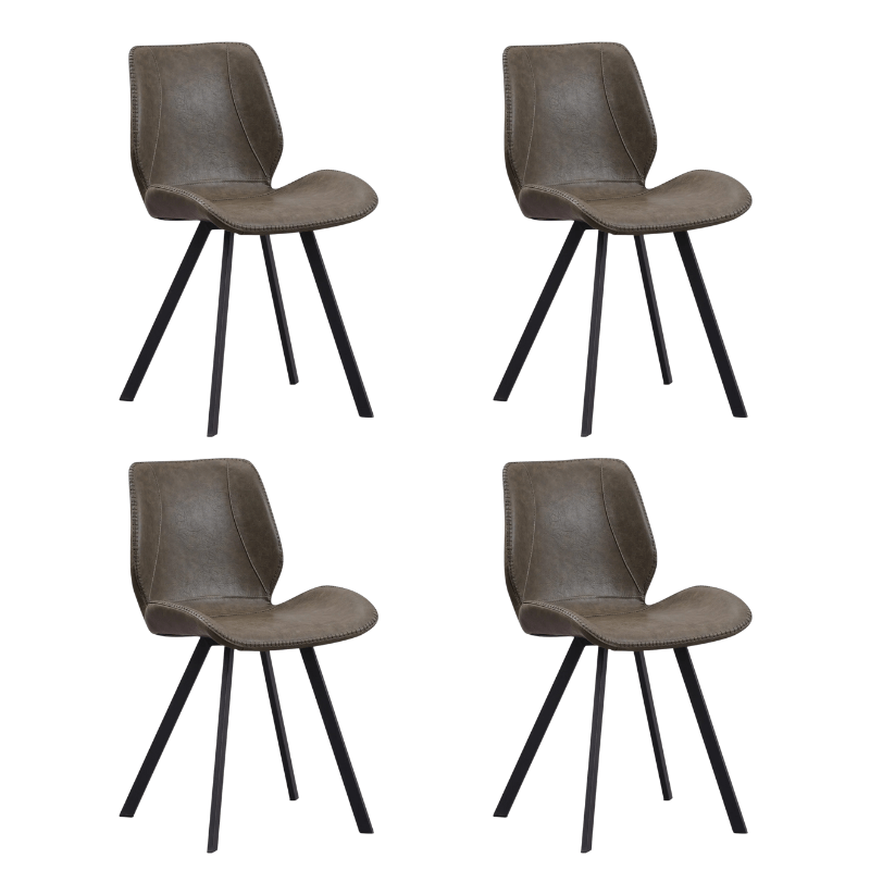 Industrial Dining Chair Green Barry Faux Leather - Without Armrests