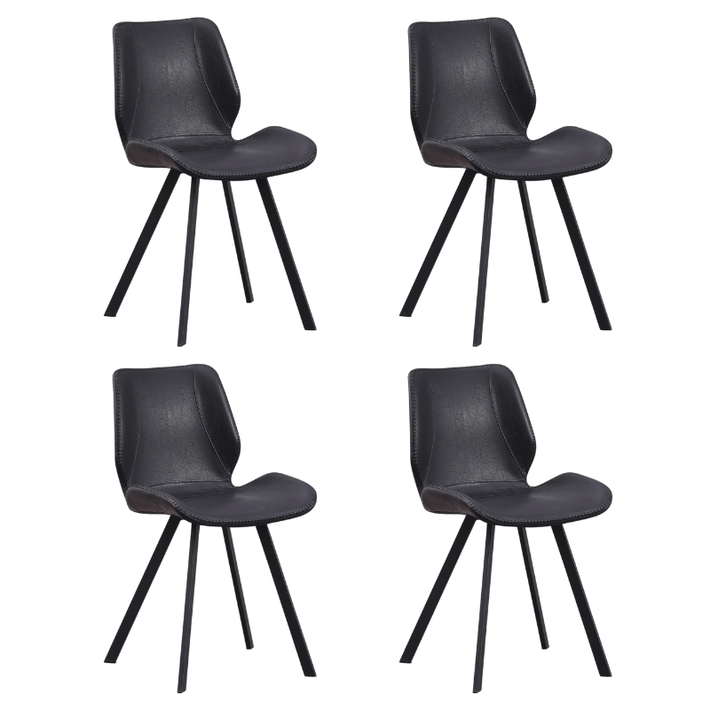 Industrial Dining Chair Black Barry Faux Leather - Without Armrests