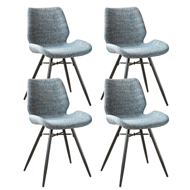 Beau Dining Chair Blue Chenille Fabric - Without Armrests