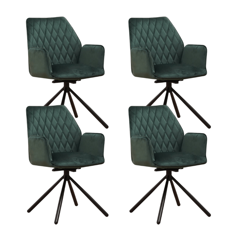 Swivel Dining Chair Green Velvet Novan - 180° Swivel