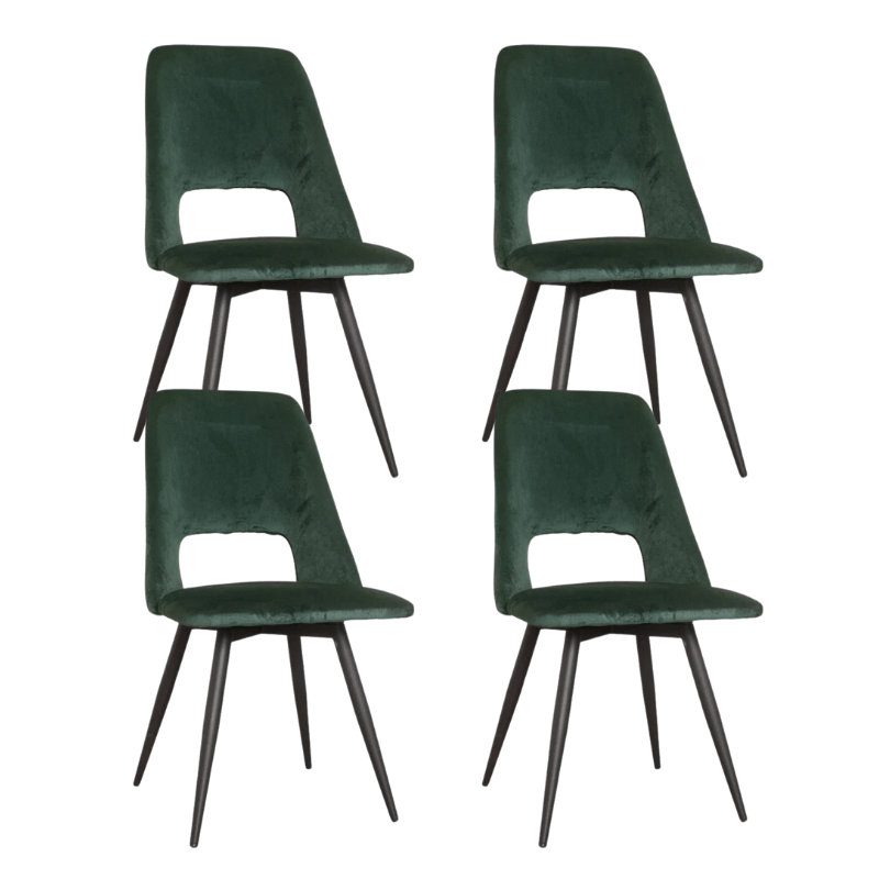 Dining Chair Swivel Mila Velvet Dark Green - Without Armrests
