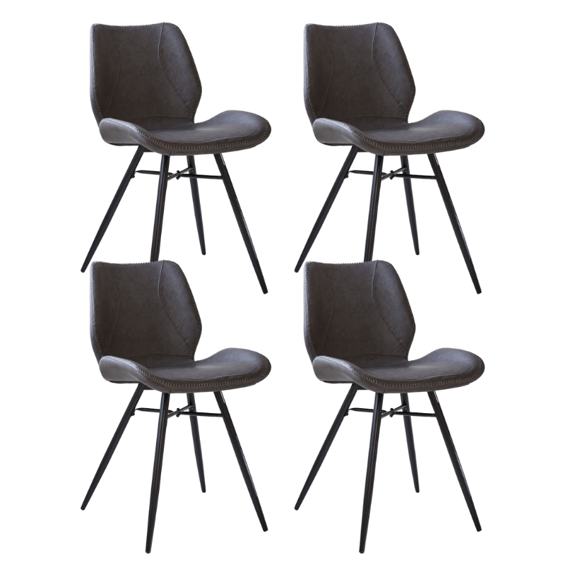 Beau Industrial Dining Chair Anthracite Faux Leather - Without Armrests