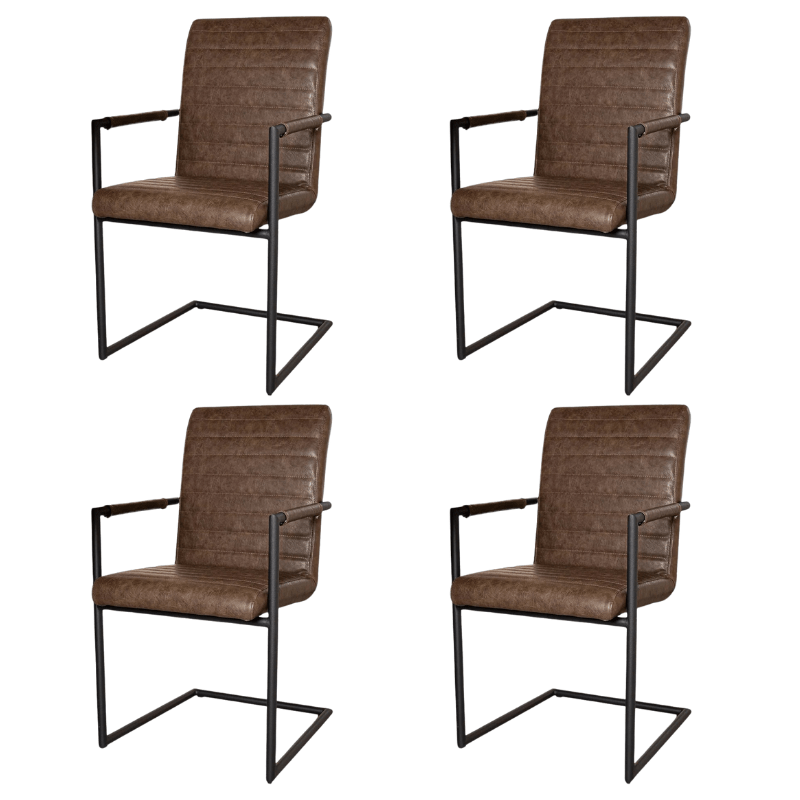 Industrial Dining Chair Taupe Bras - With Armrests