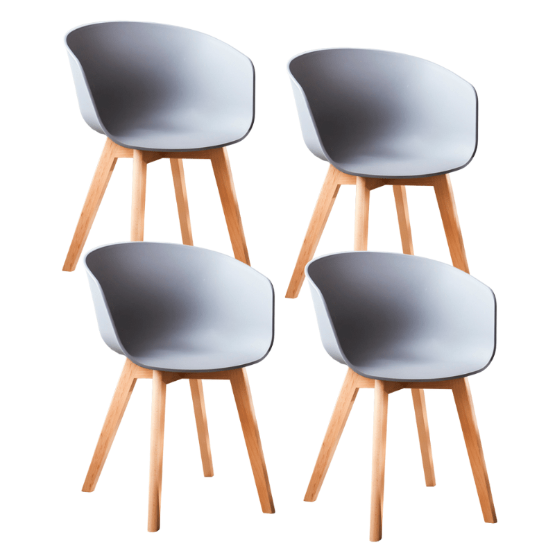 Scandinavian Dining Chair Herning Gray - Plastic Shell - Beech Legs