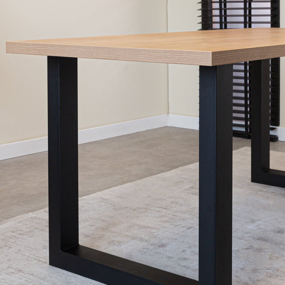 Dining Table Lenzo Rustic Oak - Black U-Leg