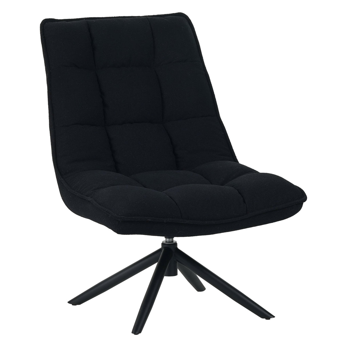 Yuki Black Bouclé Swivel Armchair 360° Rotatable