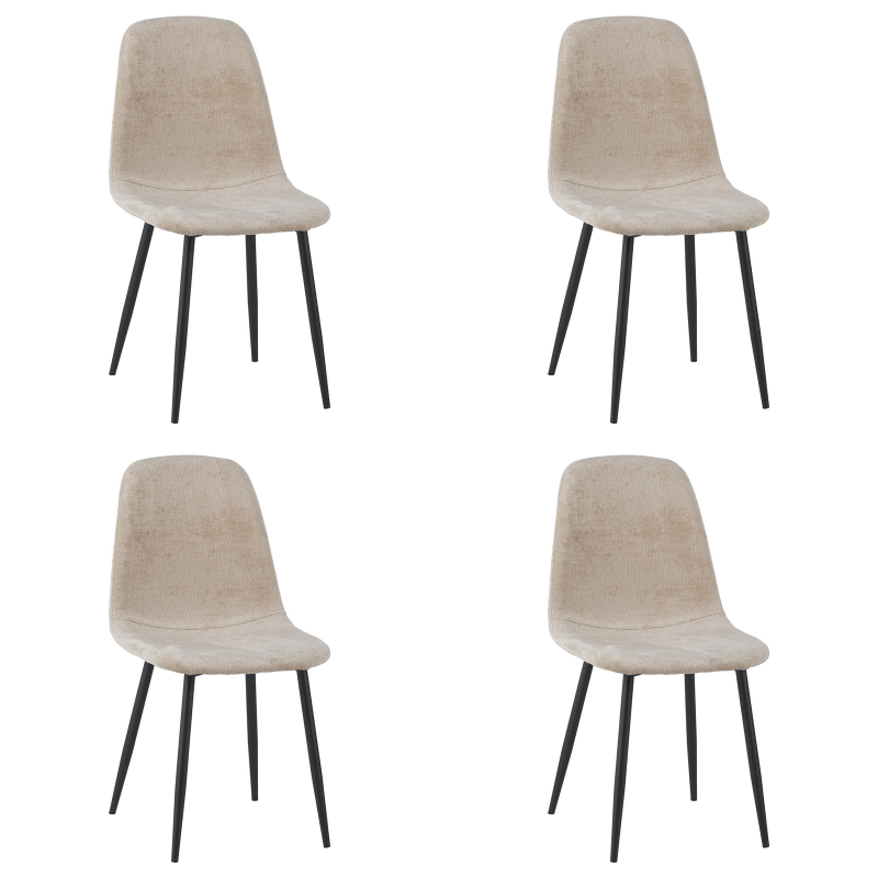 Set of 4 Scandinavian Dining Chairs Beige Chenille Fabric Swift - Without Armrests