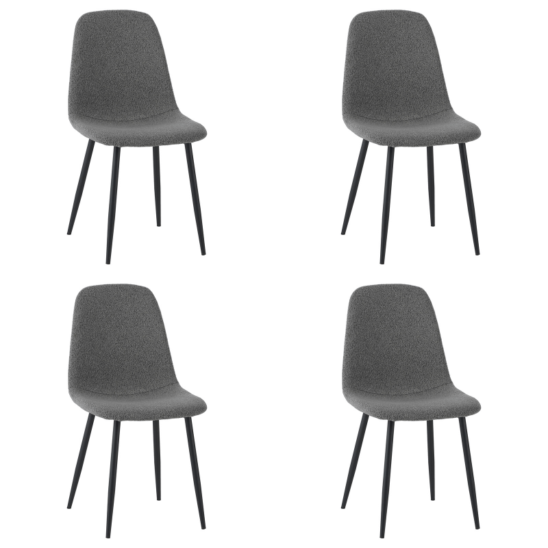 Set of 4 Scandinavian Dining Chairs Gray Bouclé Fabric Swift - Without Armrests