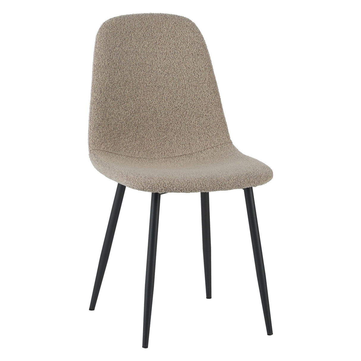 Set of 4 Scandinavian Dining Chairs Latte Bouclé Fabric Swift - Without Armrests