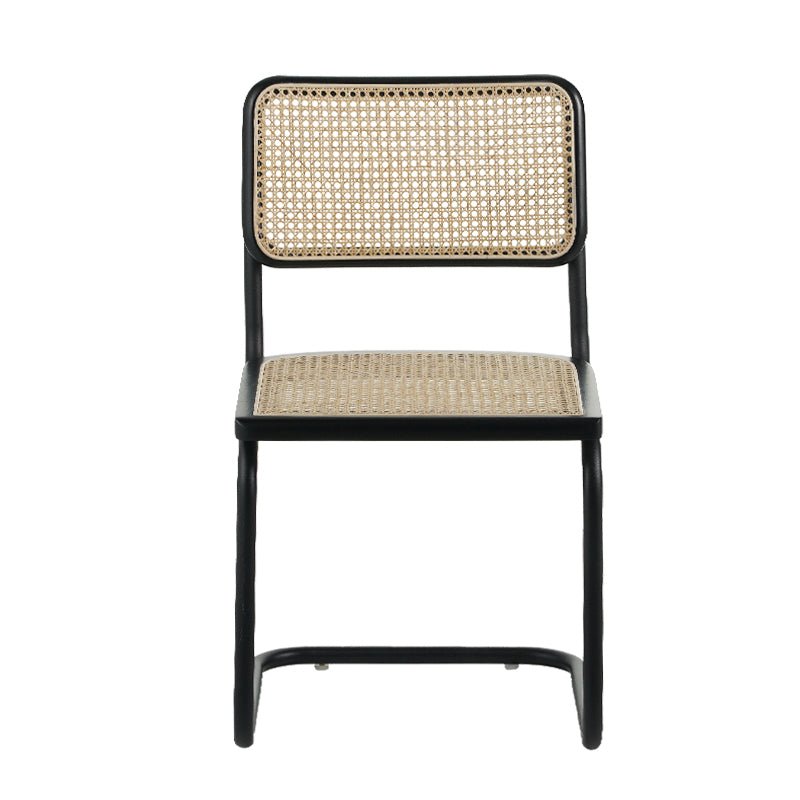 Buisframe eetkamerstoel Vester zwart metaal met bamboe webbing - Zonder Armleuningen