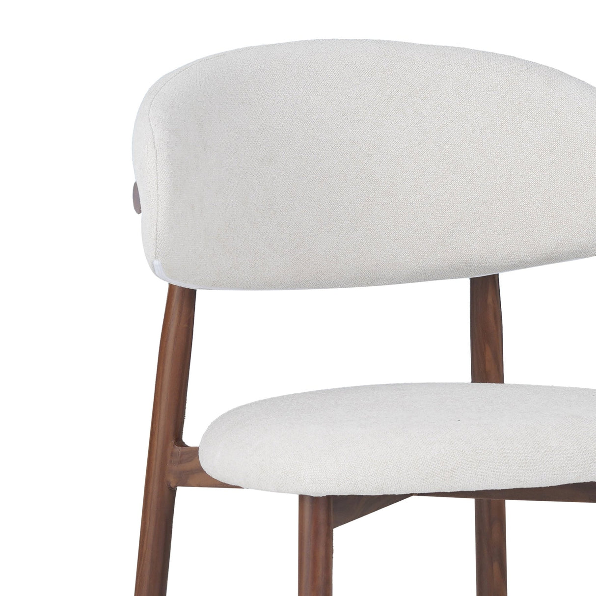 Dining Chair Nalo with Walnut-Coloured Metal Legs and Ivory-Coloured Seat
