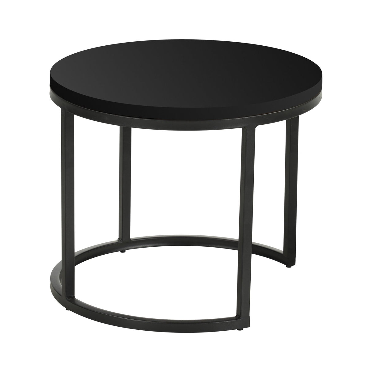 Coffee tables-Set of 2 round coffee tables black Mango wood - industrial - Rosy-Dimehouse