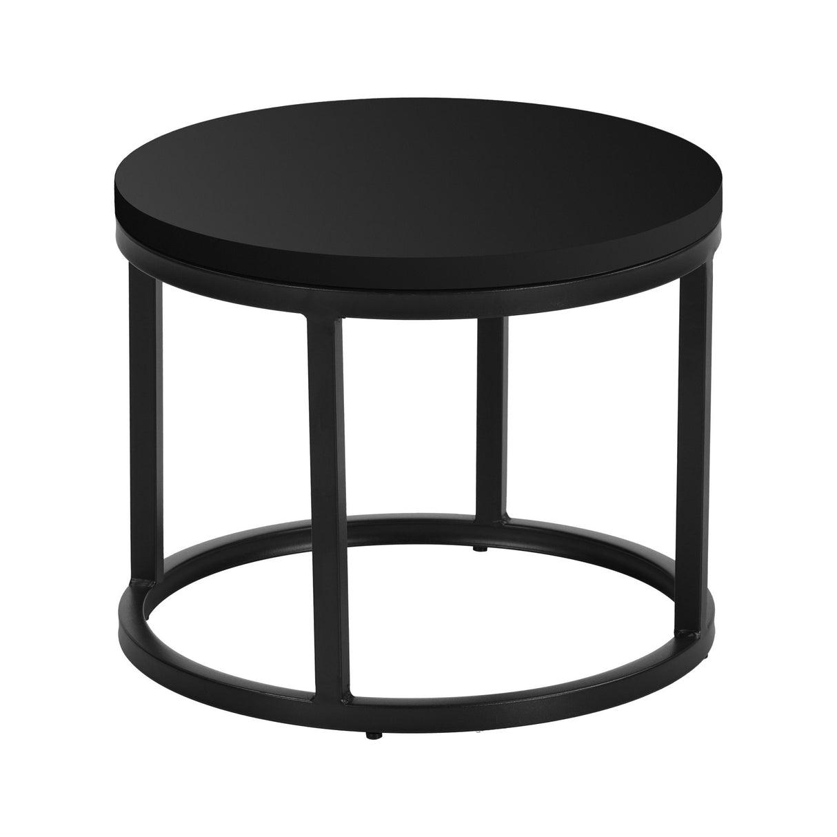 Coffee tables-Set of 2 round coffee tables black Mango wood - industrial - Rosy-Dimehouse