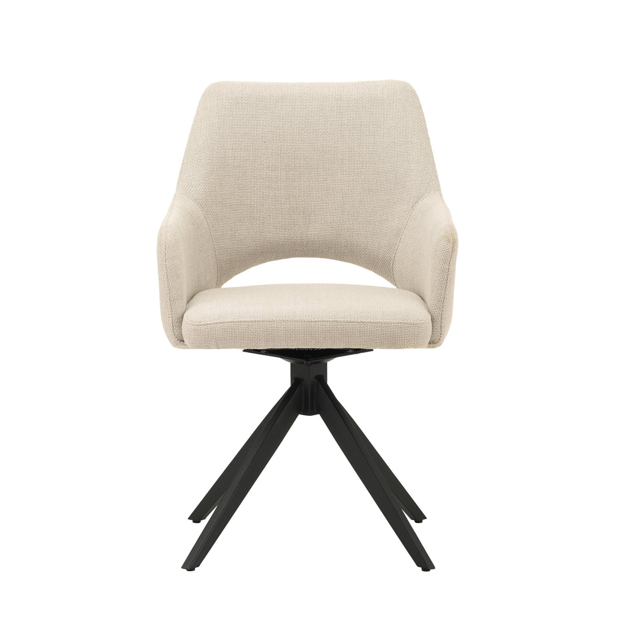 Modern Rotatable Dining Chair Beige Fabric Sid - With Armrests