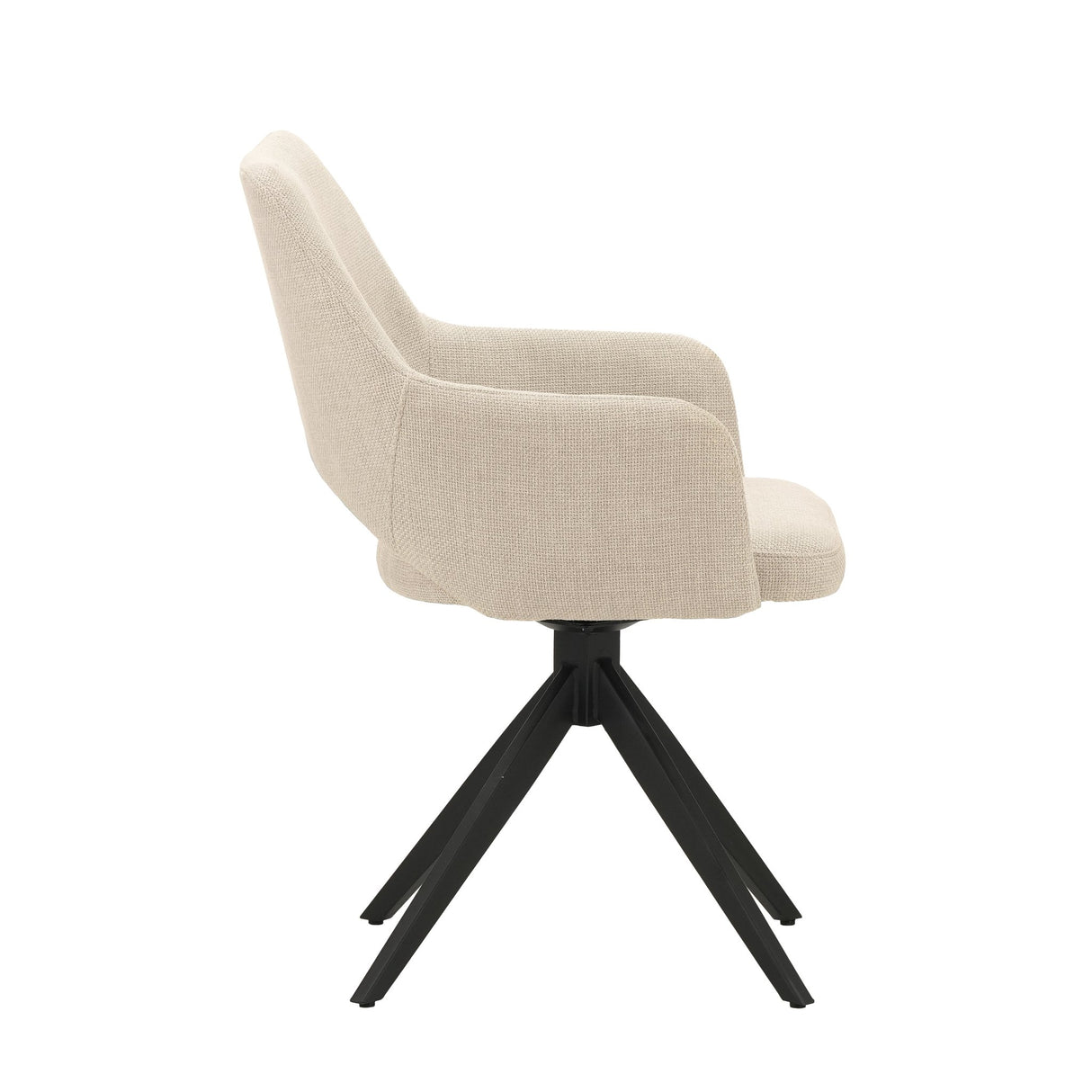 Modern Rotatable Dining Chair Beige Fabric Sid - With Armrests