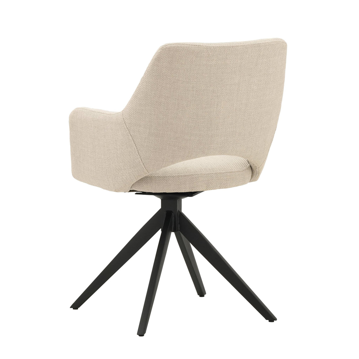Modern Rotatable Dining Chair Beige Fabric Sid - With Armrests