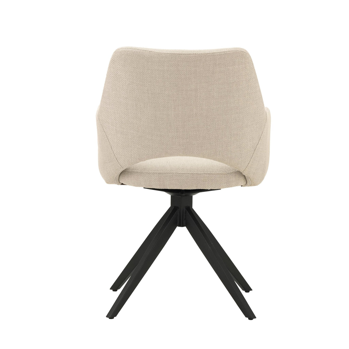 Modern Rotatable Dining Chair Beige Fabric Sid - With Armrests