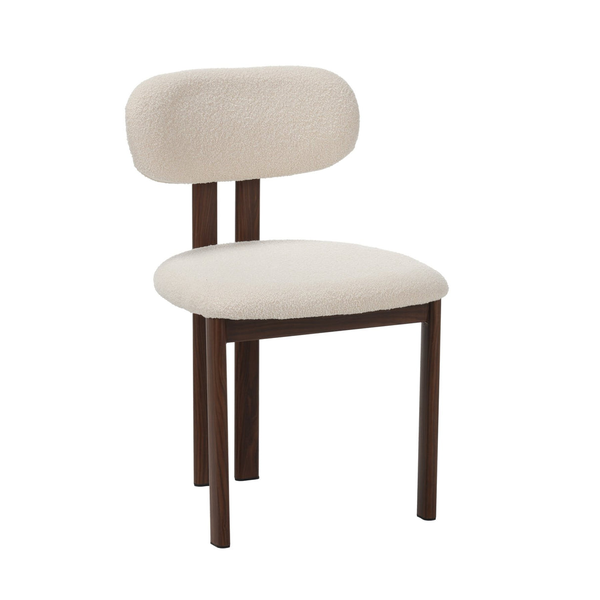 Japandi Dining Chair Miyo Bouclé Ivory - Walnut Look Frame
