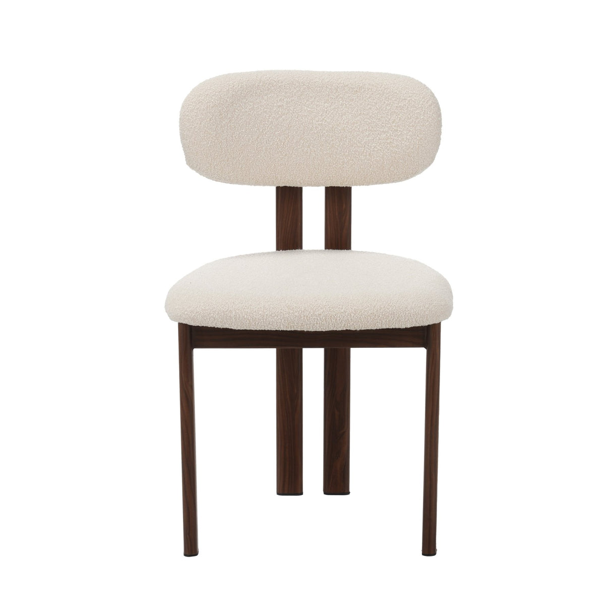 Japandi Dining Chair Miyo Bouclé Ivory - Walnut Look Frame