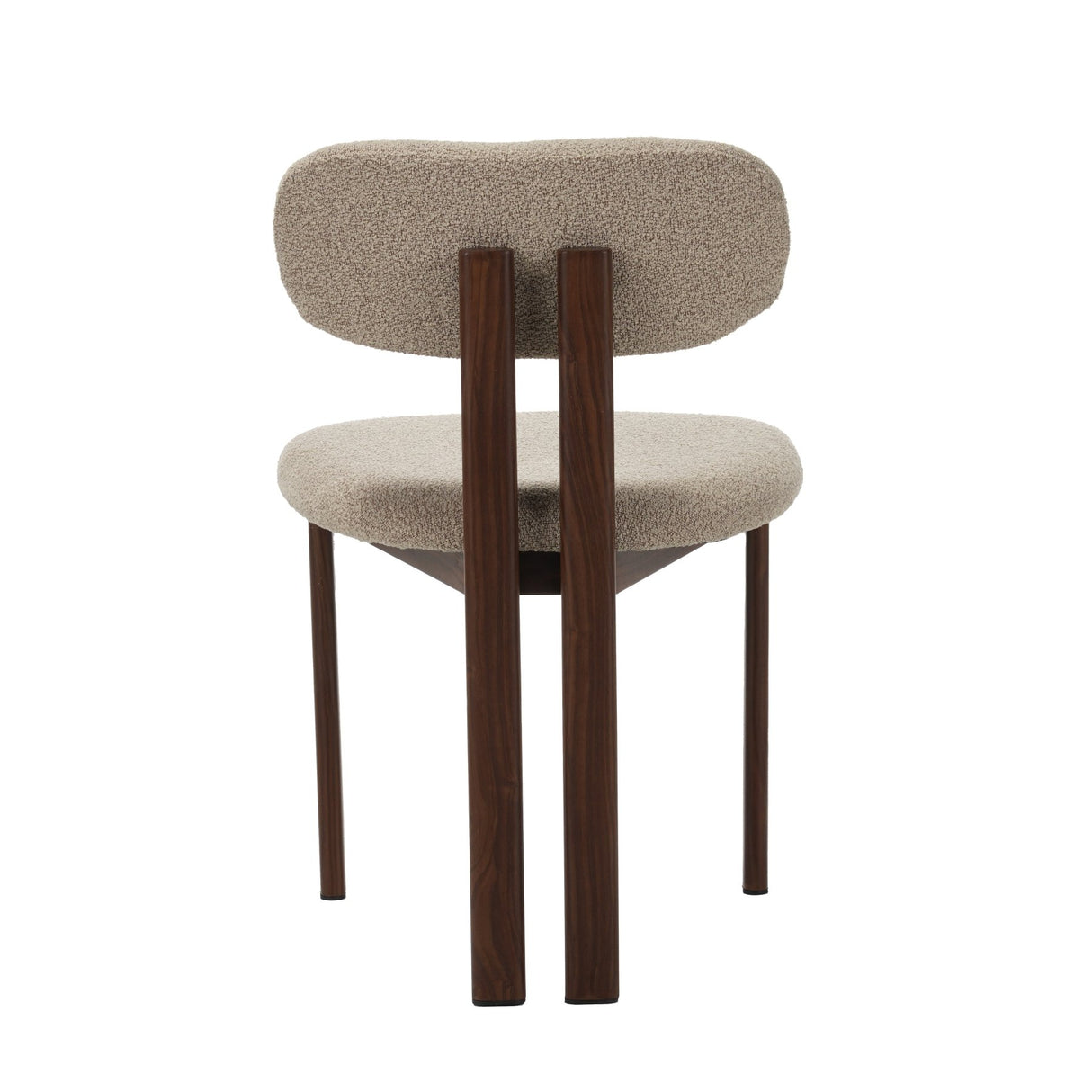 Japandi Dining Chair Miyo Bouclé Sand Color - Walnut Look Frame