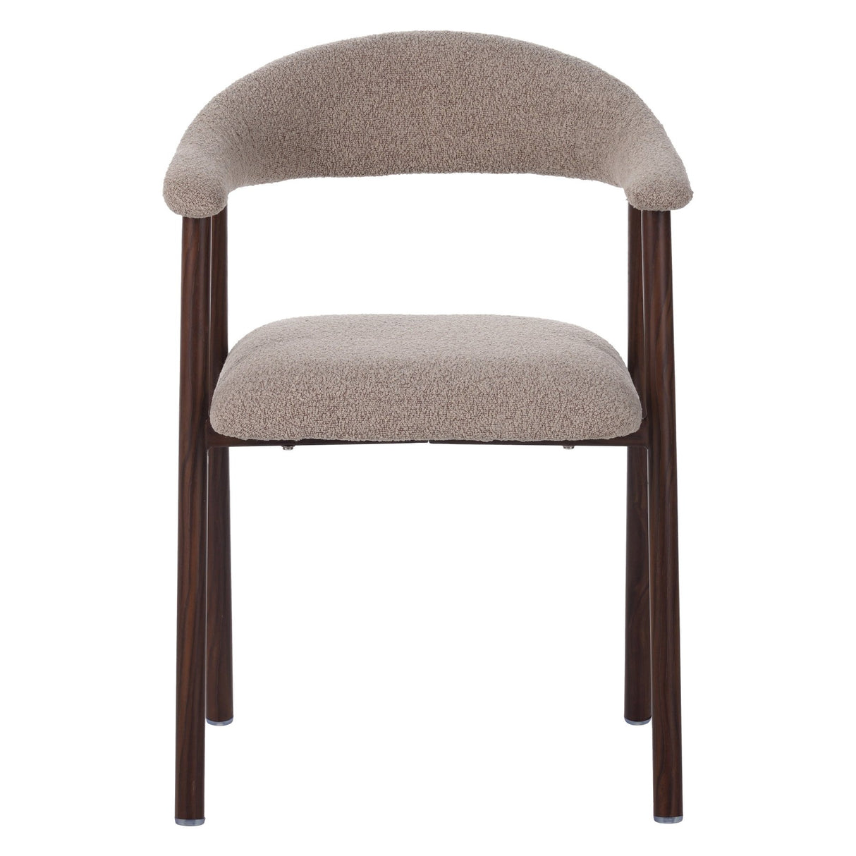 Japandi Dining Chair Sand Color Bouclé Suki - Walnut Frame - With Armrests