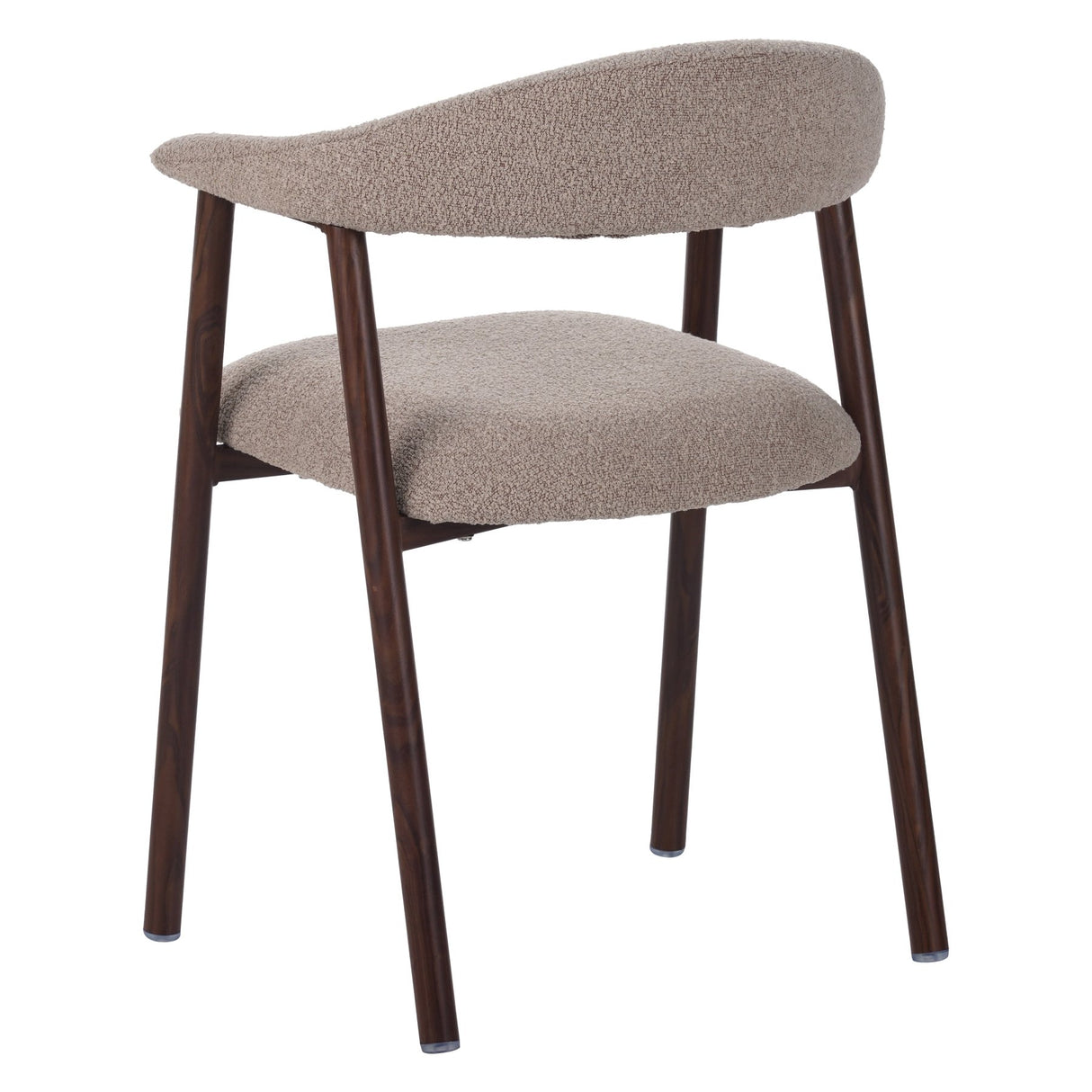 Japandi Dining Chair Sand Color Bouclé Suki - Walnut Frame - With Armrests