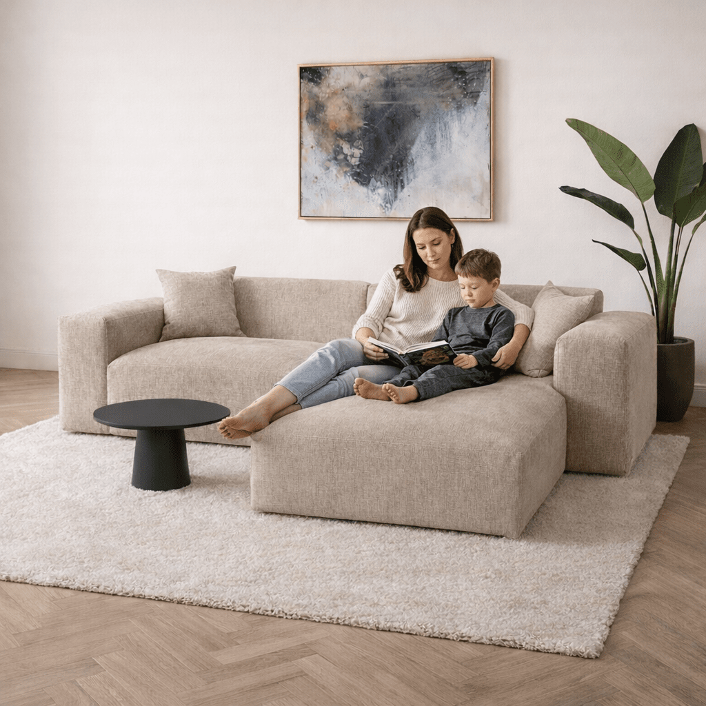 Corner sofa Wayne Chenille Taupe 260cm - Left & Right Mountable