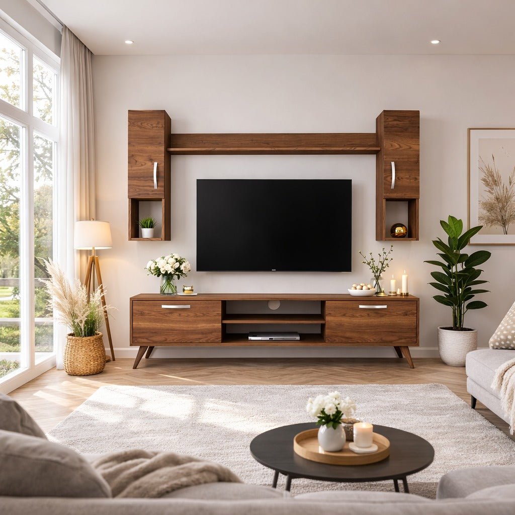 TV Meubels - TV Meubel Set Alta Walnoot Melamine 180x48,6x35 cm - Dimehouse