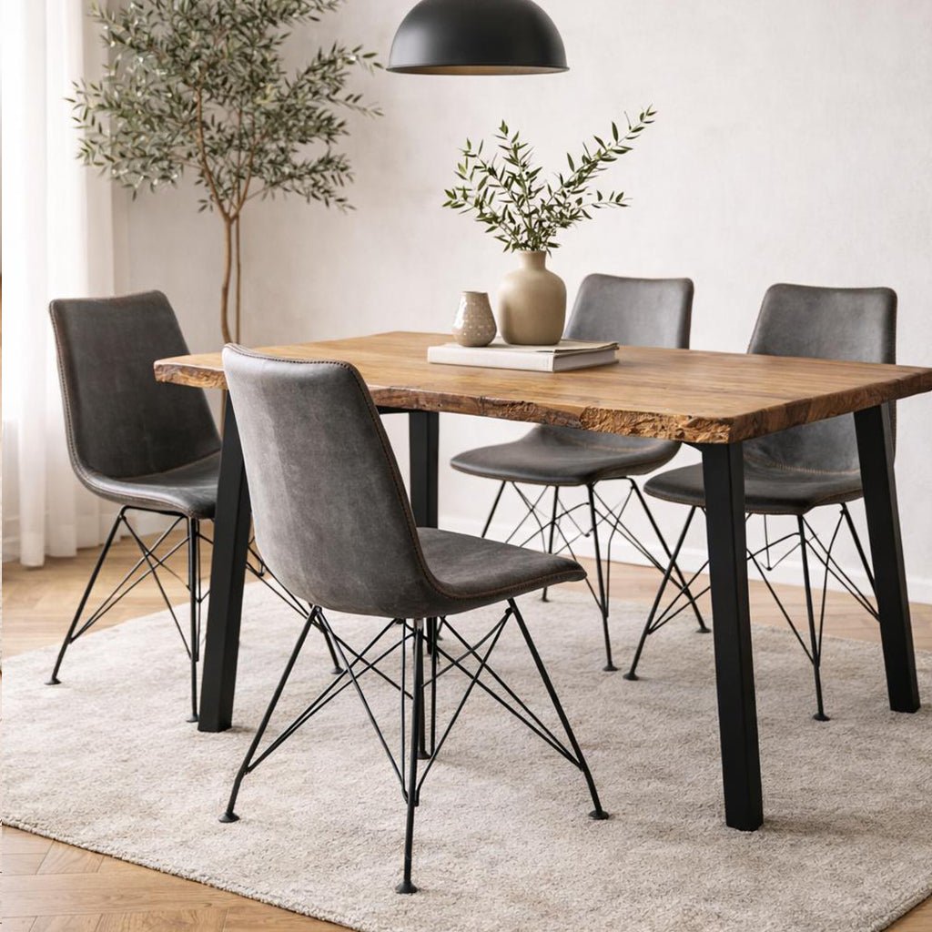 Eetkamerstoelen - Industriële Eetkamerstoel Viano Antraciet - Zonder Armleuningen - Dimehouse