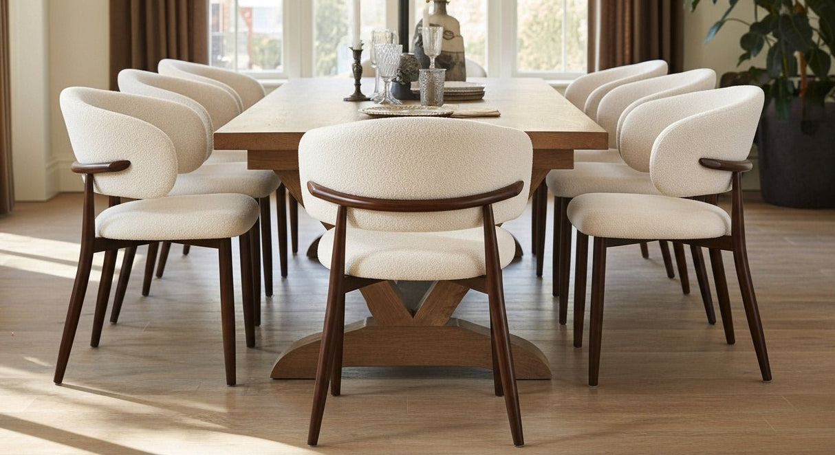 Japandi Dining Chair Yuka Sand - Walnut Look Frame